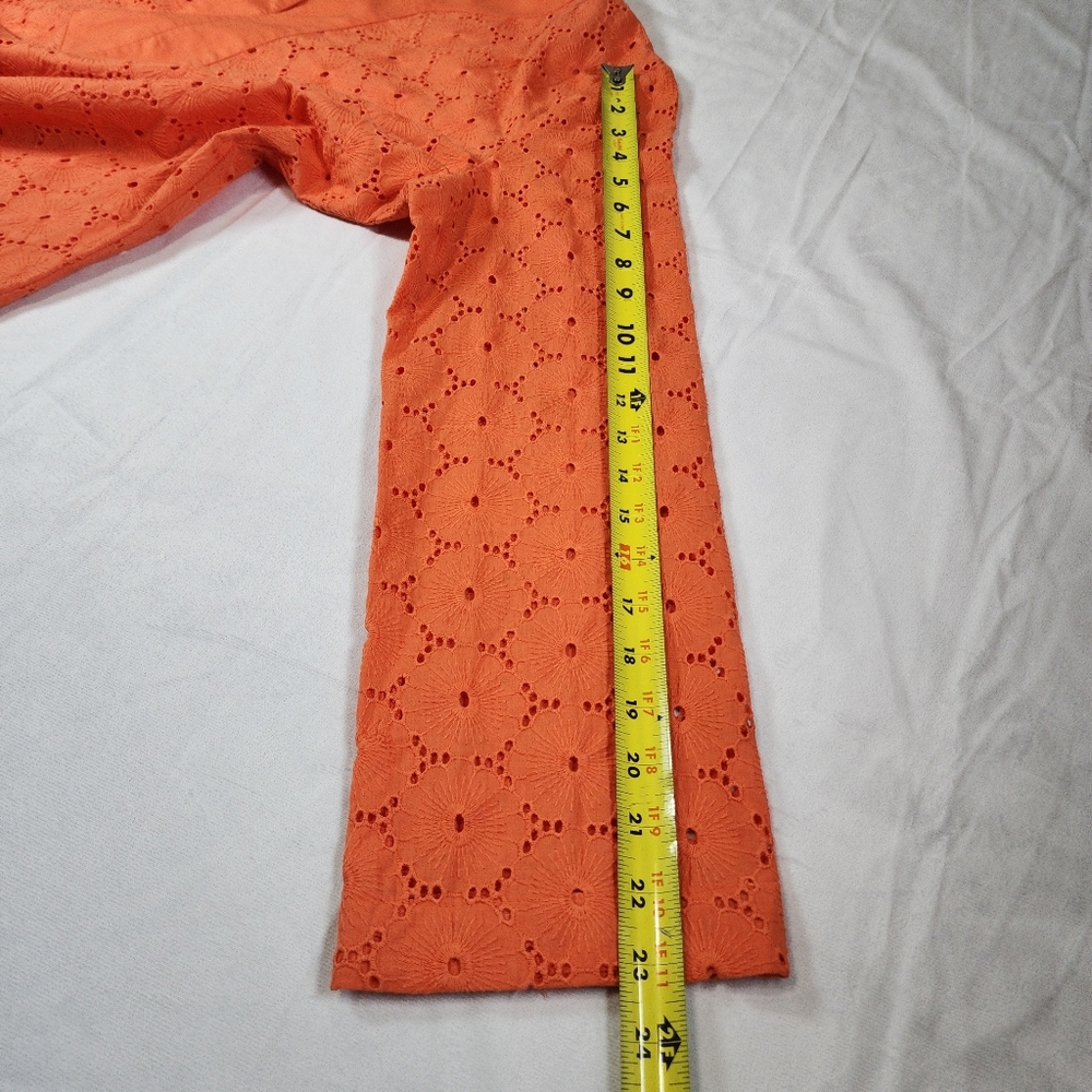 Peck & Peck Weekend Woman Orange Lace Pullover Blouse Shirt Size 16 - Picture 11 of 13